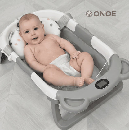 Baignoire pliable pour bébé avec thermomètre et coussin inclus